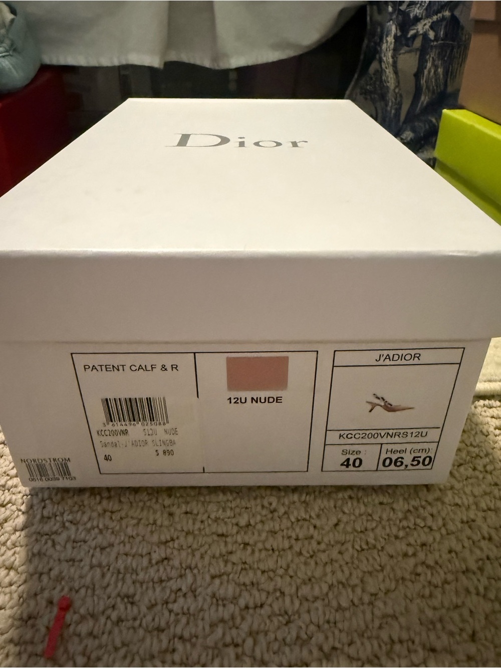 Dior Beige Patent Leather Slingback Pumps with Logo Strap - Picture 6 of 6